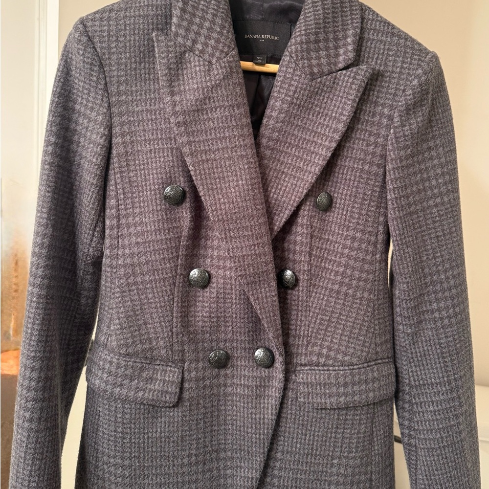 Banana Republic Gray Houndstooth Blazer 0P EUC